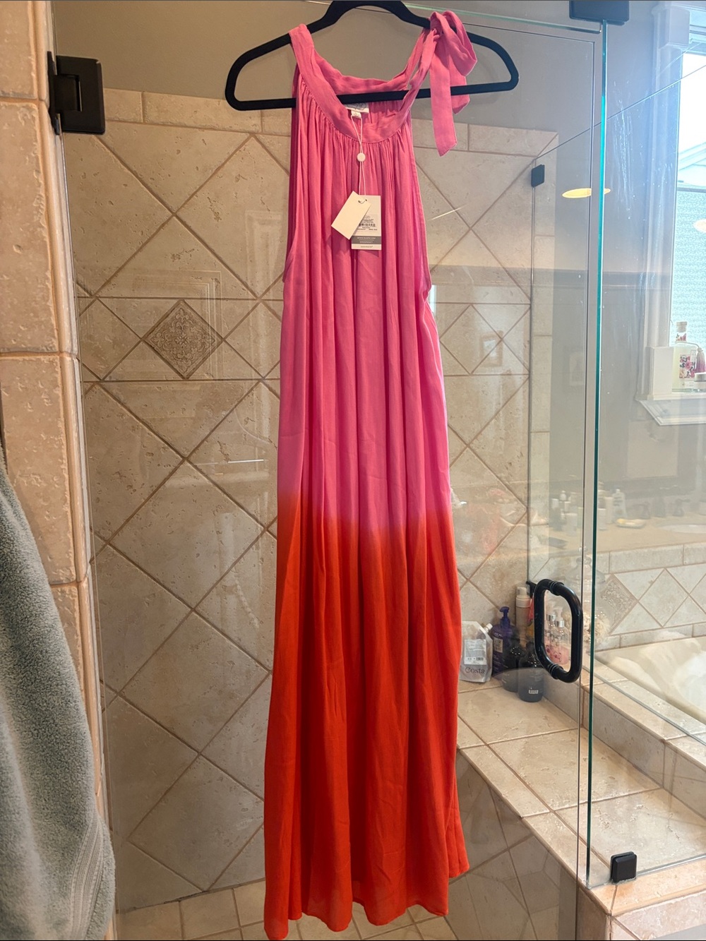Mud Pie Pink-to-Orange Ombre Halter Maxi Coverup